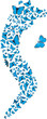 Blue butterflies swarm