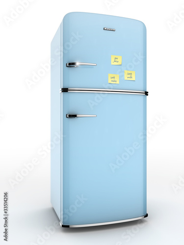 Illustration: geladeira antiga com recados na porta geladeira antiga com recados na porta