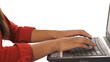 Typing on laptop computer