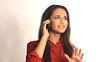 Young business woman having fun conversation