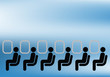 Airline passengers seated on a plane against blue sky