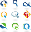 Vector illustration of abstract icons based on the letter Q
