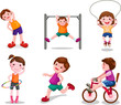set of activity kids playing
