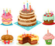 Set of birthday cake