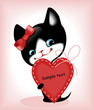 Valentines Day. heart and a kitten 7.
