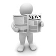 Illustration: Man standing and reading newspaper. 3d illustration. Man standing and reading newspaper. 3d illustration.
