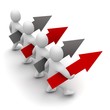 Illustration: Men going in one direction. 3d rendered illustration. Men going in one direction. 3d rendered illustration.