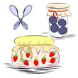 Jars with fruit jam