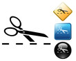 Scissors cut pictogram and signs Scissors cut pictogram and signs