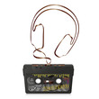 Audiokassette, Musikkassette, Kassette, Silhouette, Kopfhörer Audiokassette, Musikkassette, Kassette, Silhouette, Kopfhörer