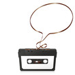 Audiokassette, Musikkassette, Kassette, Silhouette, Sprechblase