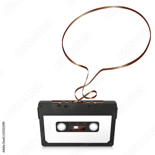 Vektor: Audiokassette, Musikkassette, Kassette, Silhouette, Sprechblase Audiokassette, Musikkassette, Kassette, Silhouette, Sprechblase