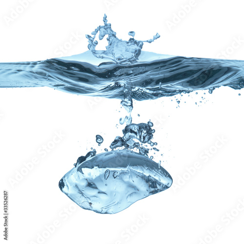 Photo: ice cube dropped, isolated on white ice cube dropped, isolated on white