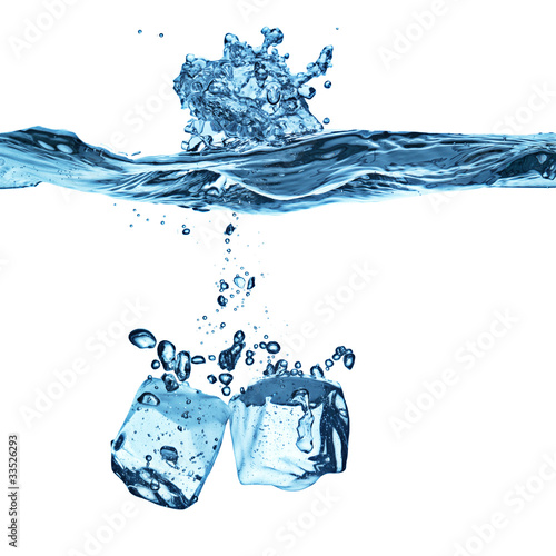 Photo: ice cube dropped, isolated on white ice cube dropped, isolated on white