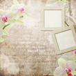 vintage card with orchids in pink and beige colors
