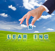business man hand and learning word