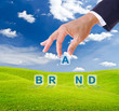 business man hand made brand word buttons business man hand made brand word buttons