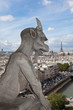 Gargoyle Statue cathedral Notre Dame, top view on tower Eiffel