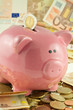 tirelire cochon rose, argent