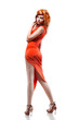Foto: sexy woman in red dress isolated on white sexy woman in red dress isolated on white