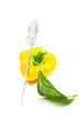 Yellow Sweet Pepper with Knife Isolation Yellow Sweet Pepper with Knife Isolation