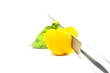 Yellow Sweet Pepper with Knife Isolation Yellow Sweet Pepper with Knife Isolation