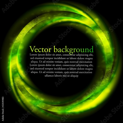 Vektor: Green bright rign on black backdrop Green bright rign on black backdrop