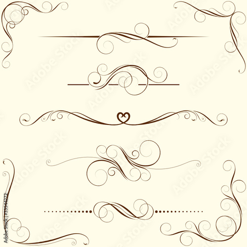 Vector: Set of swirl floral ornaments Set of swirl floral ornaments