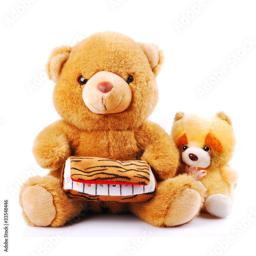 Photo: Plush toy animals isolated on a white background Plush toy animals isolated on a white background