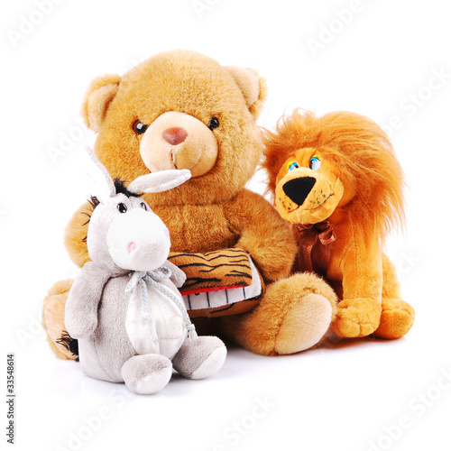Photo: Plush toy animals isolated on a white background Plush toy animals isolated on a white background