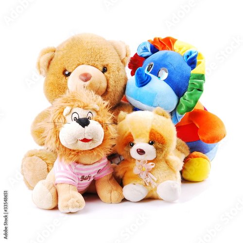 Photo: Plush toy animals isolated on a white background Plush toy animals isolated on a white background