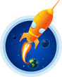 Rocket take off from planet earth flames shoot out Rocket take off from planet earth flames shoot out