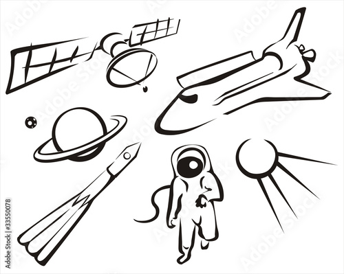 Vector: space concept set of sketch illustration space concept set of sketch illustration