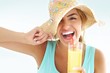 Photo : young woman with orange juice young woman with orange juice