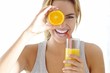 young woman with orange juice