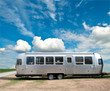 Luxury ancient camping car on a camp site