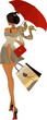 Fashion girl walking with umbrella