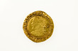 Gold half laurel coin od Britain's King James I, obverse Gold half laurel coin od Britain's King James I, obverse