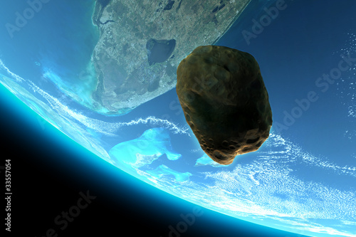 Foto: Meteor tumbling towards earth,texture from www.Nasa.gov Meteor tumbling towards earth,texture from www.Nasa.gov