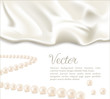 Elegant holiday vector background with white silk and pearls