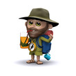 3d Hiker takes a welcome break and a cool drink 3d Hiker takes a welcome break and a cool drink