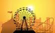 vector silhouettes of a city and amusement park vector silhouettes of a city and amusement park