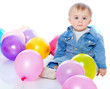 Little baby in balloons