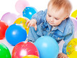 Little baby in balloons