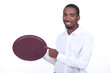 waiter holding tray