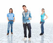 Three young persons having fun