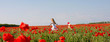 young girl running in poppy field young girl running in poppy field