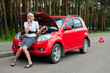 Blonde and broken car Blonde and broken car