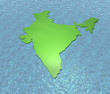 A 3D render of India isolated on sea
