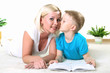 mother with son in studio
